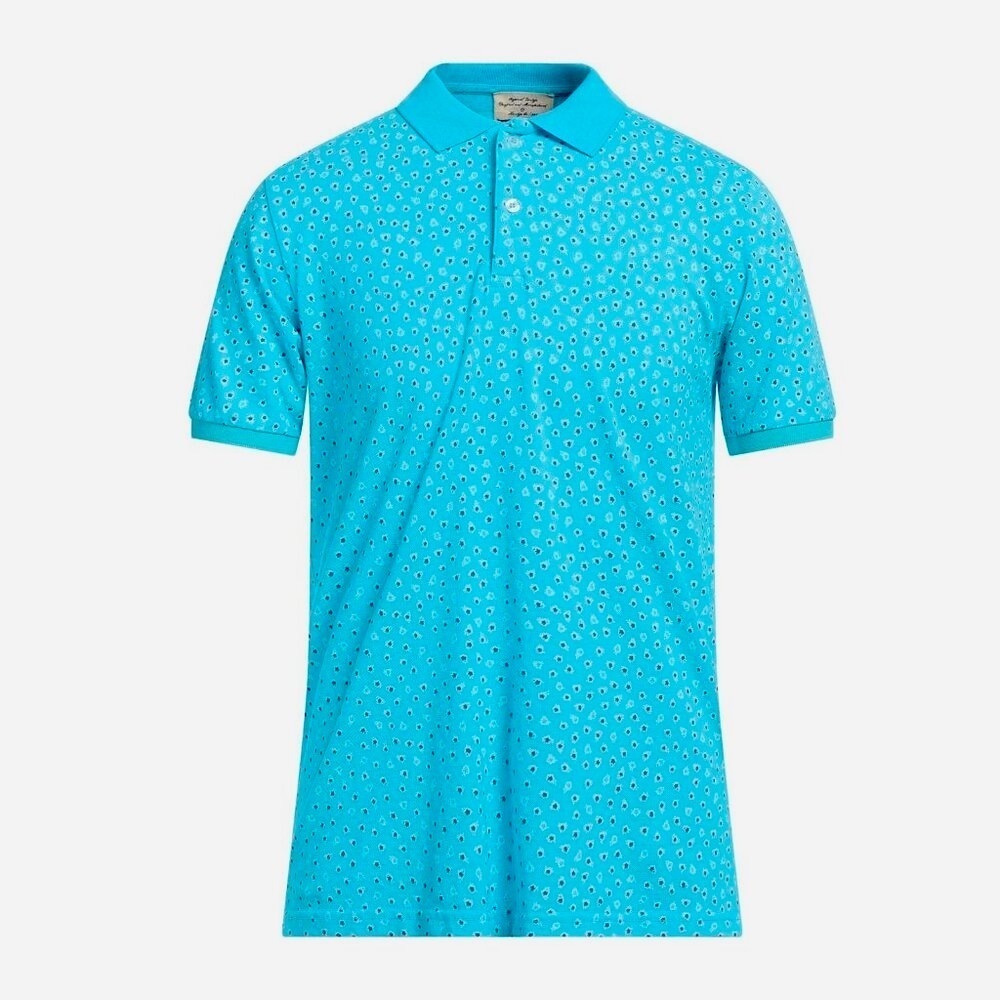 NWT New Heritage Blue Cotton Polo Shirt Made In Italy Size M